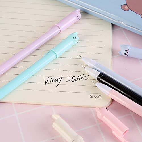 CATPOWER Black Ink Gel Pens, 6 Pack Cute Pens Japanese Kawaii Cat Gel Pens,  Ultra Fine Point 0.38mm Fine Tip Pen Set Rollerball Pens for Stationary