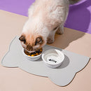 TOKAYIFE Cat Food Mat, Silicone Pet Feeding Mat for Floor Non-Slip Waterproof Dog Water Bowl Tray Cushion (17" x 10", Light Gray)