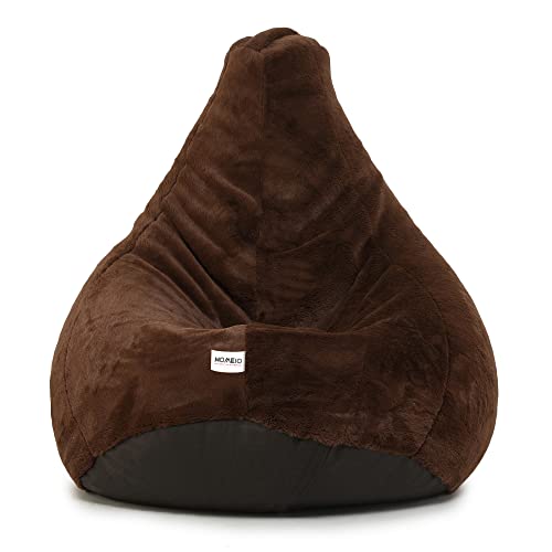 HOMESO Teardrop Shape Faux 5XL Fur Bean Bag Chair for Adults & Kids [No Filling] (Brown)
