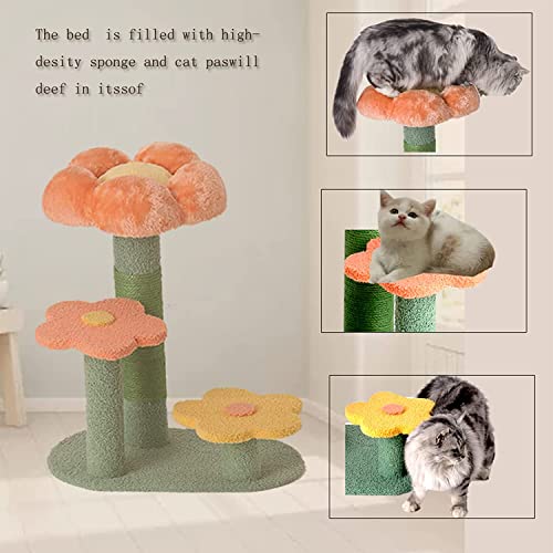 Cat Scratching Post, Mushroom Claw Scratcher Pole Natural Sisal Rope Scratching Board for Indoor Kitten Training Interactive Toys Activity Center Small Cats Tree Climbing Tower House Accessories (Flower cat Tree)