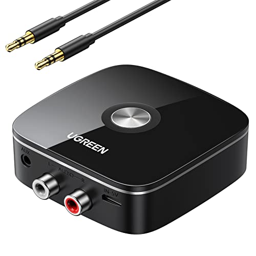 UGREEN Bluetooth 5.0 Receiver 3.5mm Aux & 2RCA Jack Wireless Music Adapter Built-in Battery Portable Bluetooth 5 Audio Adaptor for HiFi Stereo Amplifier Speaker Car Audio TV Headphones Home Theater