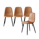 LEVEDE Dining Chairs, Set of 4 Reading Seating, Retro Kitchen Chairs, PU Leather Chic Nursing Seats, Home Furniture for Dining Room, Living Room, Cafe, Meeting Room, Load Up to150kg (Brown)