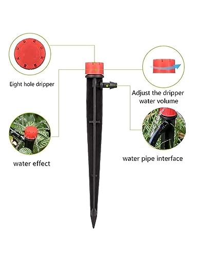 Ausale 50pcs Drip Emitters Garden Irrigation Drippers 13cm Adjustable 360 Degree Water Flow Sprinkler for 1/4 Inch Irrigation Tube Hose