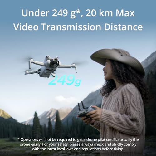 DJI Mini 4 Pro (DJI RC 2), Folding Mini-Drone with 4K HDR Video Camera for Adults, Under 0.549 lbs/249 g, 34 Mins Flight Time, 20 km Max Video Transmission Distance, Omnidirectional Vision Sensing