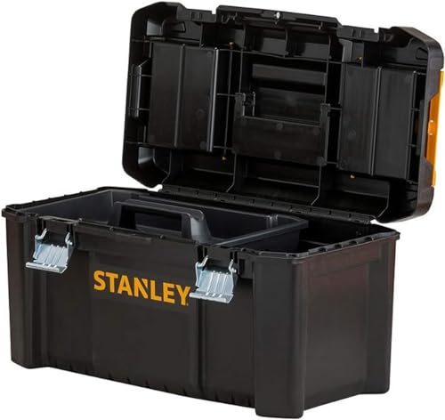 Stanley STST1-75521 Essential 19" Toolbox with Metal latches, Black/Yellow, Inch