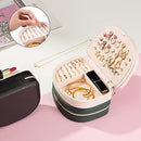 ProCase Portable Jewelry Box, Small Travel Double Layer PU Leather Mini Jewelry Display Case Earring Necklace Bracelet Ring Organizer Holder Box for Women Girl -Champagne