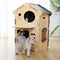 2 Layer Large Wooden Cat House Condo Indoor Kitty Scratching Playhouse Durable for Cats Rabbit