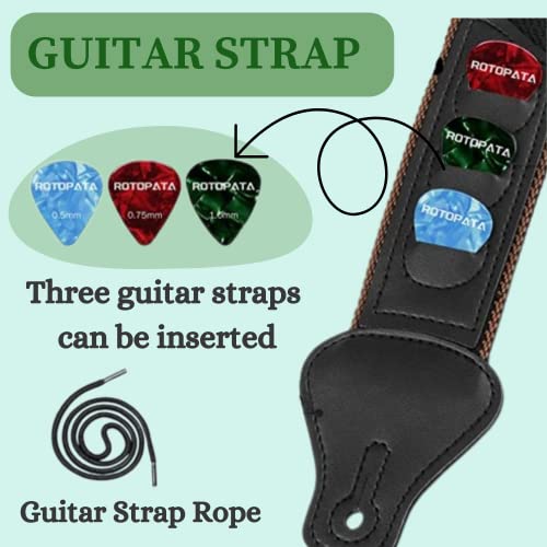 Guitar Stand Universal A-Frame Foldable Portable Stand + Adjustable Width and Comfortable Guitar Strap - Ideal for Acoustic, Bass, Electric, Mandolin, Banjo, Ukulele - Storage & On-the-Go Playing.