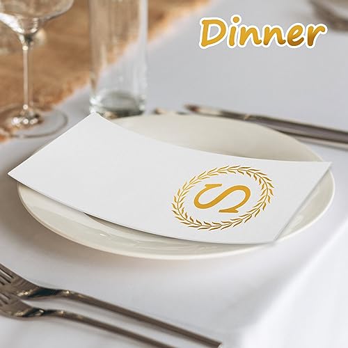 100 Gold Monogram Disposable Dinner Napkins - Letter S Paper Napkins Decorative, Custom Napkins for Guest, Monogrammed Hand Towels for Bathroom Wedding Birthday Party Baby Shower