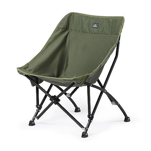 Naturehike Camping Chair, Free-Installation Upgraded Folding Portable Chair, Max Weight 120kg Widen and Enlarged Moon Chair for Outdoor Camping Fishing Picnic (Green)