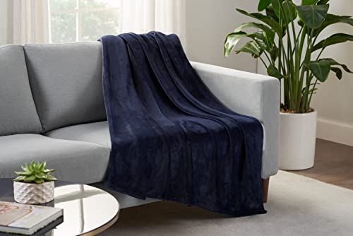 SERTA Cozy Plush Thick Fuzzy Soft Throw Blanket for Bed and Couch, 30 in x 40 in, Navy