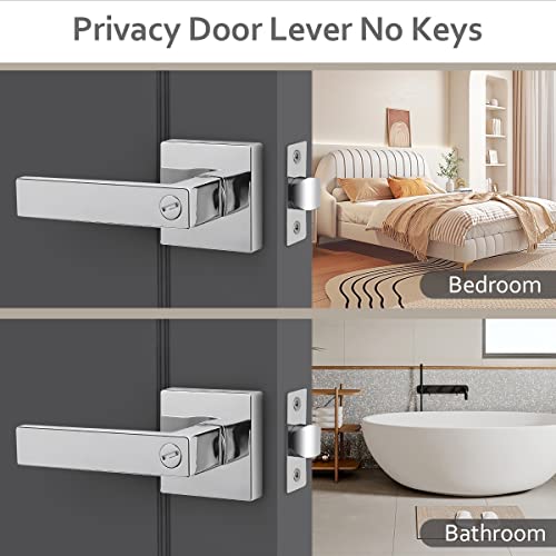 6 Pack Polished Chrome Lever Door Handles, Heavy Duty Door Lever, Privacy Door Lock Set Door Hardware, Left or Right Handing Door Handles, Interior Door Handle