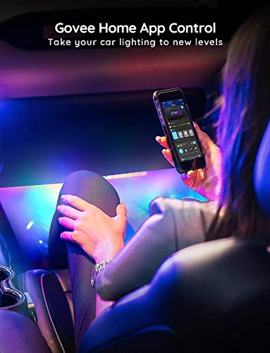 Govee Interior Car Lights, RGBIC Car Lights Car Atmosphere Lights with Smart APP Control 4pcs, Music Sync Mode, 30 Scene Options 16 Million Colors, DIY Mode, Car LED Strip Lights for Cars, SUVs