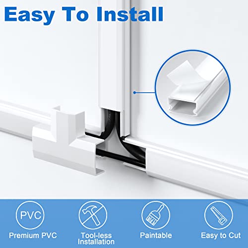 ZhiYo Cord Cover Wall Kit, 94.5in Cord Hider Wall Mounted TV, Wire Covers for Cords, Paintable Wire Hiders for TV On Wall, TV Cable Hider Wall Kit, Wall Cord Concealer, 6 x L15.7in W0.98 H0.5in, White