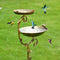TICKCACY 34.6”H Metal Outdoor Bird Bath, Vintage Brass Bird Bath Bowl & Feeder with 3 Prong Base, Heavy Duty Tall Birdbaths for Outdoors Garden Yard Patio