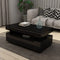 Coffee Table High Gloss Front Tea Table 4 Drawers Storage Shelf Wood Modern Living Room Furniture Black 85cm Length