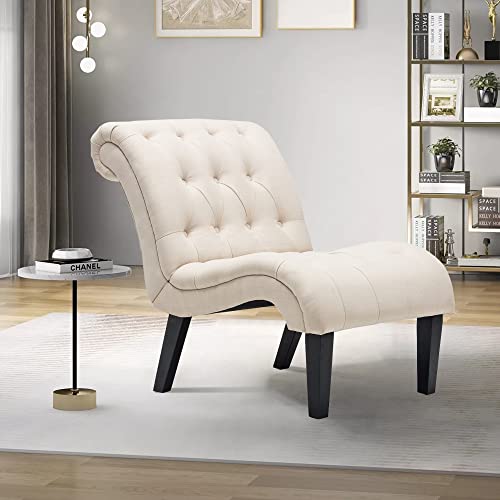 HAOBO HOME Accent Chair Button Tufted Slipper Chair Armless Side Chair for Living Room Bedroom Funiture