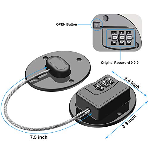 2 Pack Refrigerator Lock - Heavy Duty Combination Fridge Lock, Child/Baby Proofing Lock for Cabinets, Closets, Drawers, Window and More, Easy Install and Use (Black)