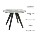 Uptown Club Modern Round Dining Table with Tempered Glass Top, Seats 4 in Style & Comfort, Elegant Kitchen Furniture for Contemporary Home, 42" Dark Walnut