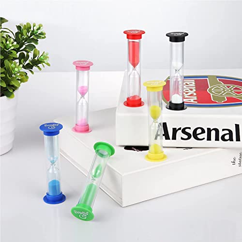 ZDY Sand Timer,Plastic Hourglass Timer,Colorful Sandglass Hourglass Sand Clock Timer 30sec / 1min / 2mins / 3mins / 5mins / 10mins (6pcs)