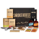 Smokehouse by Thoughtfully, Smoking BBQ Grill Gift Set, Includes All Natural Wood Chips, Stainless Steel Smoker Box, BBQ Sauce and Rubs, Thermometer, Tongs and Grill Guide