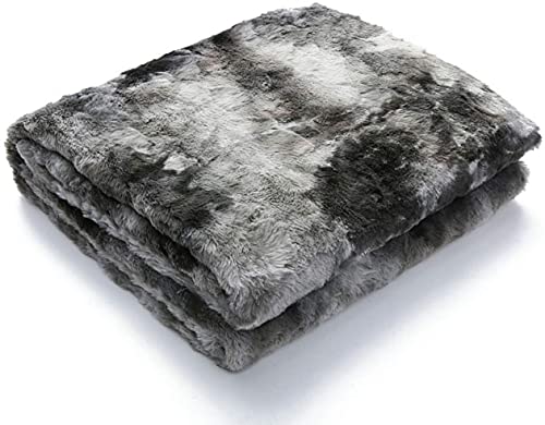 Faux Fur Throw Blanket ，Luxury Soft Plush Shaggy Fleece Blanket Warm Fluffy Blanket for Bed Couch Chair Fall Winter Spring Living Room (160x200cm) - Black