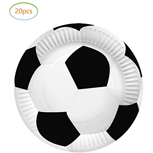 Fenghu Soccer Birthday Party Supplies Football Party Tableware Set, 20 Plates and 20 Napkins, Soccer Theme Birthday Party Decorations