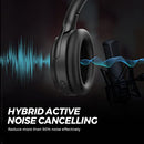 Bluetooth Headphones, SoundPEATS A6 Hybrid Active Noise Cancelling Headphones, Bluetooth Earphones Over-Ear Headphones, 38 Hours Playtime(ANC Off), USB-C Charge, Foldable Design with Ergonomic Headband, Memory Foam Earcups, Multi-point Rotation