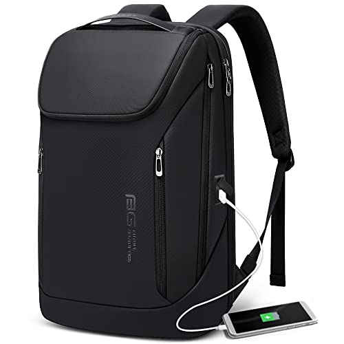 BANGE Business Smart Backpack Waterproof fit 15.6 Inch Laptop Backpack with USB Charging Port,Travel Durable Backpack, Black（two Pocket), Medium, Fashion