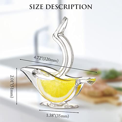 AUAUY Bird Lemon Squeezer, Acrylic Manual Lemon Squeezer, Manual Lemon Squeezer Portable Transparent Fruit Juicer, Hand Juicer for Orange Lemon Lime Pomegranate(4 Pack)