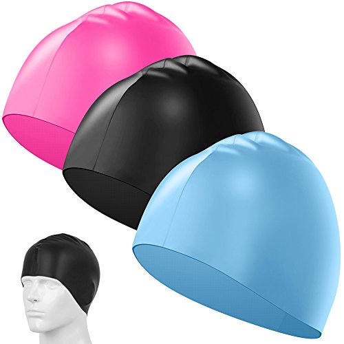 Syhood 6 Pieces Unisex Adult Silicone Swim cap Waterproof Swimming Hat  Durable Non-Slip Swimming Pool cap Elastic Swimming cap for Long