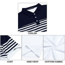 LUJENGEFA Mens Polo Shirt Stripe Short Sleeve Regular Tops Classic Casual Golf Contrast Color T-Shirt White