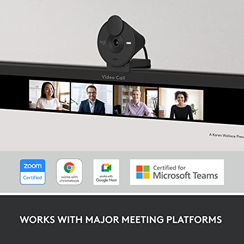 Logitech Brio 301 Full HD Webcam with Privacy Shutter, Noise Reduction Microphone, USB-C, Certified for Zoom, Microsoft Teams, Google Meet, Auto Light Correction - Black