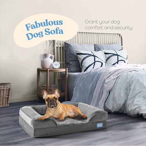 Orthopedic Sofa Dog Bed - Ultra Comfortable Dog Bed for Medium Dogs - Breathable & Waterproof Pet Bed- Egg Foam Sofa Bed with Extra Head and Neck Support - Removable Washable Cover with Nonslip Bottom