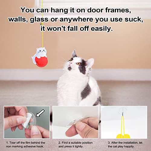 Hanging Cat Toys for Indoor Cats,Kitten Toys 5Pack Cat Exercise Toy,Hanging Door Bouncing Cat Toy with Super Suction Cup, Suction Window Cat Teaser Toy for Indoor Cats Kitten Play Chase Practice (5 PCS)