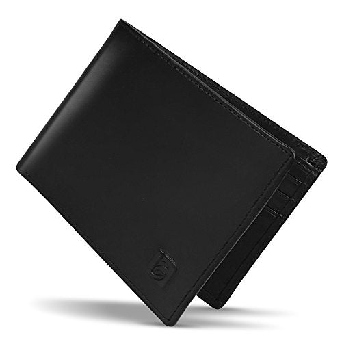 Lavievert Supple Genuine Leather Travel Bifold Wallet Men's RFID Blocking Slim Light-Weight Wallet - Black