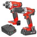 TOPEX 20V Cordless Combo Kit Hammer Drill & Impact Driver w/Fast Charger