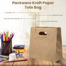 Packware Kraft Paper Tote Bags - Die Cut Handles, Flexicore Materials, Rectangular Shape, Disposable Party Favor, Grocery, Shopping & Food Carry Bags for Home & Commercial Uses - Brown (Pack of 100)