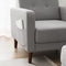 Zinus Adair Mid-Century Modern Armchair with Armrest Pockets, Tufted Linen Fabric, Light Grey