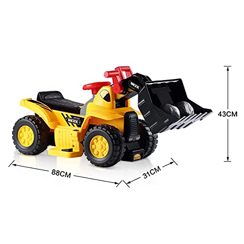 Kids Bulldozer 6V Electric Ride on Digger Car w/Toy Stones & Safety Helmet