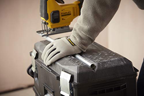 STANLEY FATMAX Cantilever Rolling Toolbox Trolley, 4 Level Workstation with Portable Tote Tray for Tools and Small Parts, 1-94-210
