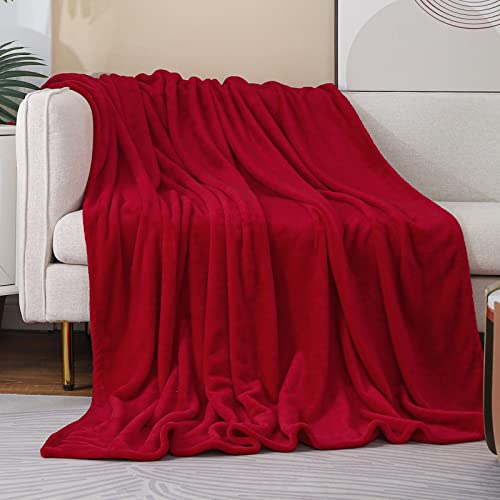 JIAHANNHA Fleece Blanket King Size Red 108 by 90 Inches Blankets for Couch Sofa Bed 280GSM,Super Soft Cozy and Luxury Bed Blanket for All Season
