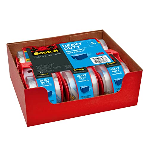 Scotch Heavy Duty Shipping Packaging Tape, 1.88 Inches x 800 Inches, 6 Rolls with Dispenser (142-6)