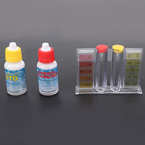Pool PH Test Kit, Pool Chlorine Test Tool PH Chlorine Testing Kit Water Quality Test Box Accessories for Basic Residential Swimming Pool Spa Water Chemical Refill Test