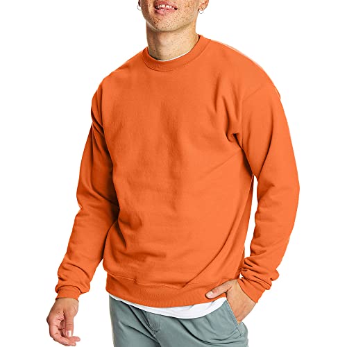 Hanes Men's EcoSmart Fleece Sweatshirt, Safety Orange, Medium