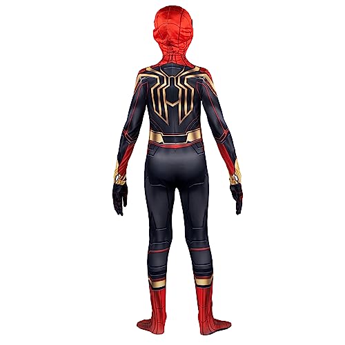 Marvel Integrated Spider-Man Official Youth Deluxe Zentai Suit - Spandex Jumpsuit with Printed Design and Spandex Detachable Mask with Plastic Eyes