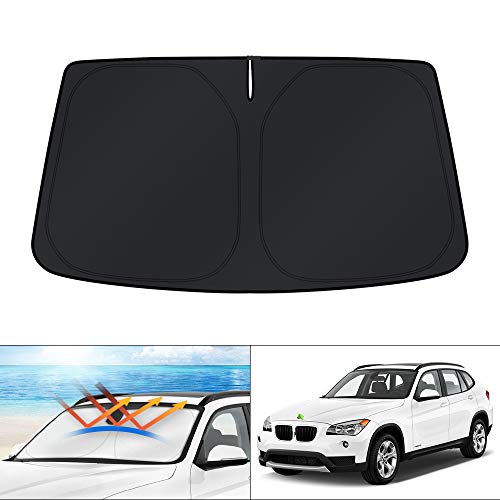 KUST Custom Fit Windshield Sun Shade for BMW X1 E84 Accessories 2011 2012 2013 2014 2015 Sunshade Foldable Sun Visor Protector Blocks UV Rays Keep Your Car Cooler