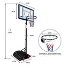 Genki Portable Basketball Hoop Stand System 1.7-2.3m Height Adjustable Net Ring Backboard Rim w/Wheels