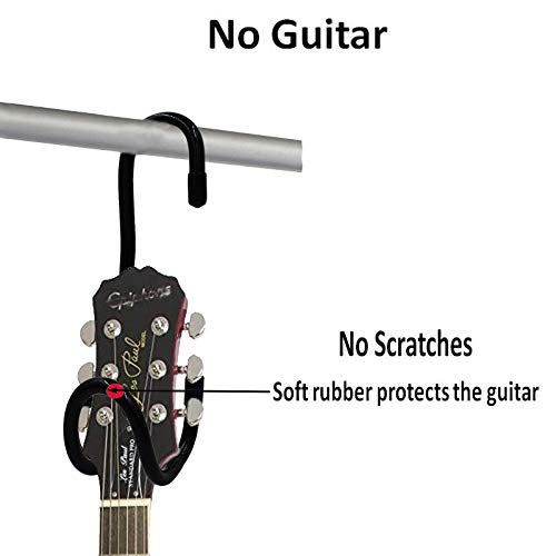 2 pack, Closet Guitar Hanger/Display Rack Guitar Bar Hanger Guitar Bracket Holder Guitar Stand Portable Black Guitar Holder With No slip Rubber Padding - Does not include guitar