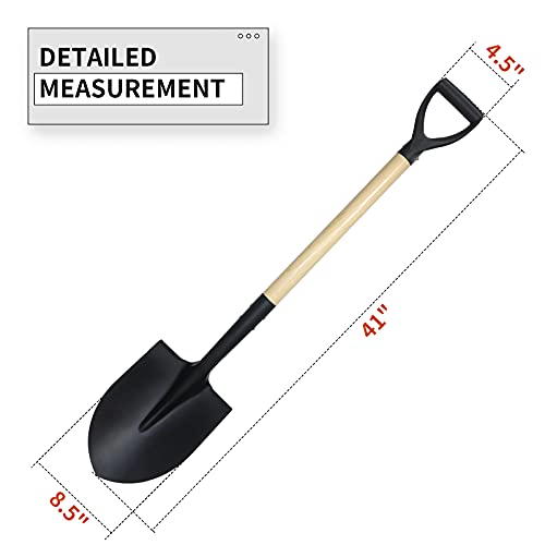 Shovel for Digging,Round Shovel, Garden Tool with D-Handle, 41 Inches in Overall Length, Wooden Handel Garden Shovel,Beach Shovel, Car Snow Shovel